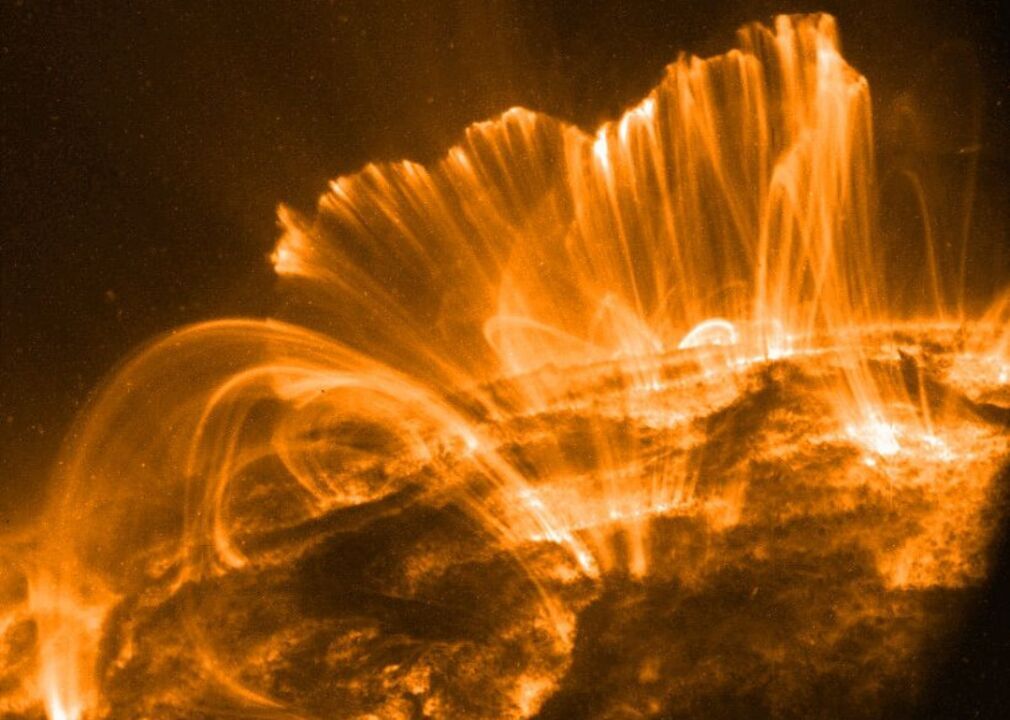 Coronal rain, solar storm